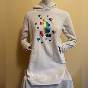 Gap Kids XL White Hoodie Dress with Rainbow Mickey Mouse